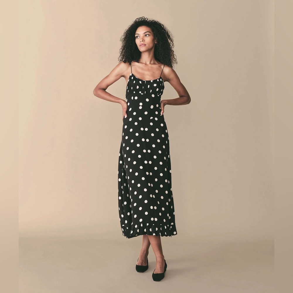 DOEN Rosaria Polka-dot Silk-blend Midi dress